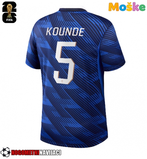Moške Nogometnih dresov Francija Jules Kounde #5 Domači SP 2026 Kratki rokavi Moške Nogometnih dresov Francija Jules Kounde #5 Domači SP 2026 Kratki rokavi